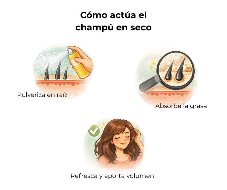 Cómo actúa el champú en seco sobre el cuero